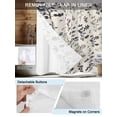thumbnail image 5 of No Hook Shower Curtain with Snap-in Liner, Grey Black Botanical Waterproof Fabric Bathroom Curtains, Rustic Country Spring Floral Summer Leaf Bath Curtains & Mesh Top Window 60"x72", 5 of 9