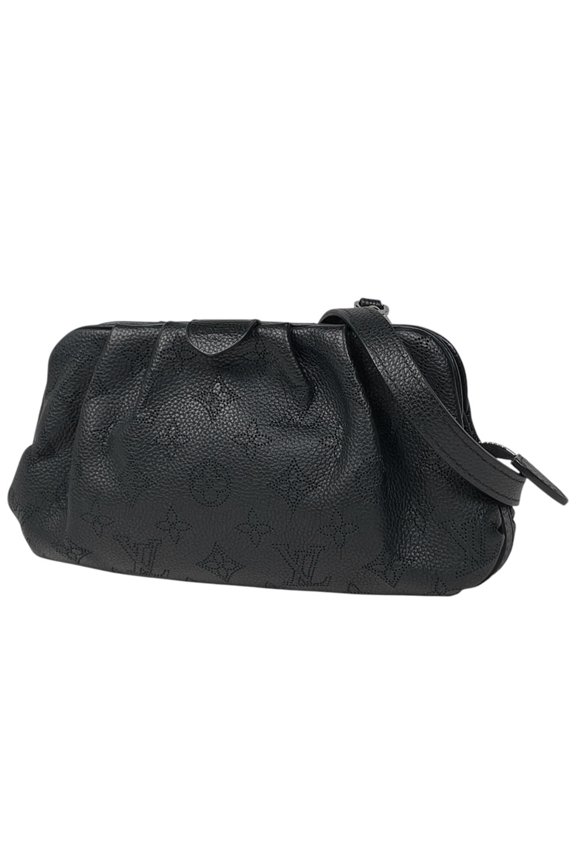 Pre-Owned Louis Vuitton Scala Mini 2-Way Clutch/Shoulder Bag, Monogram Mahina Noir (Black),...