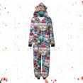 thumbnail image 2 of Odeerbi Christmas Onesie Pajamas for Family Holiday Sleep Jumpsuit Long Sleeve Family Christmas Pajamas Matching Sets Mom Fashion Lattice Print Plush Jumpsuit Sleepwear PJs Set Gray, 2 of 7
