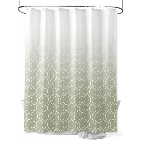 Shower Curtain Sage Green Morocco Bathroom Curtains with Hooks, Waterproof Fabric Ombre Geometric Lines Pattern Bath Shower Curtains Set for Bathroom Bathtubs Decor 36x72 Inch