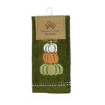 thumbnail image 7 of Serafina Home Autumn Fall Bath Fingertip Towels, Forest Olive Dark Green, 100% Cotton, Embroidered Stacked Pumpkin Design, 2 Piece Set, 12" x 18", 7 of 7