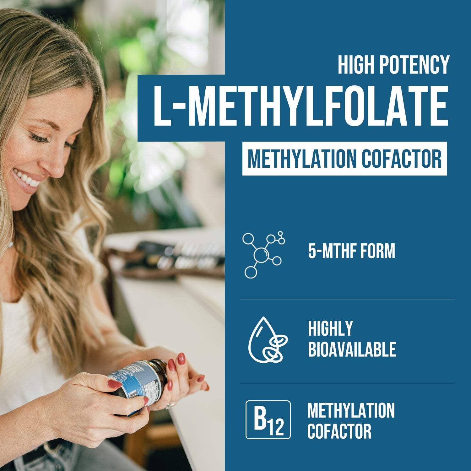Triquetra Health L-Methylfolate (15 mg) Plus Methyl B12 Capsules