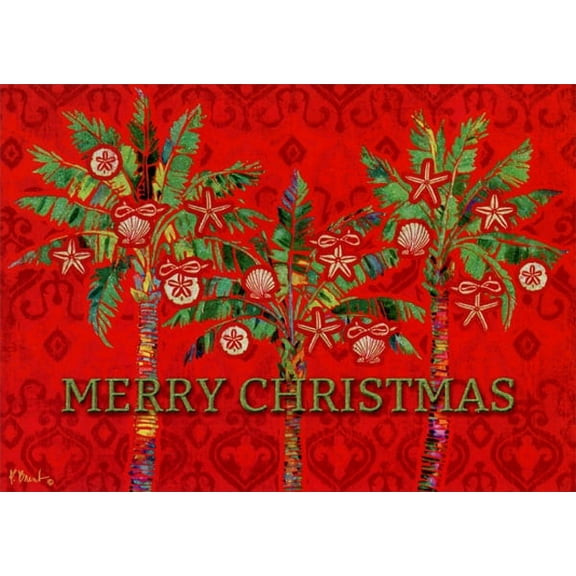 LPG Greetings Colorful Holiday Palms : Paul Brent Deluxe Glitter Tropical Christmas Card (1 card/1 envelope)