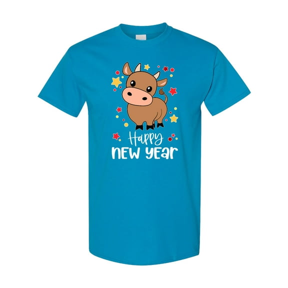 Inktastic Happy New Year Cute Ox T-Shirt