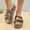 Black, variant on Womens Rhinestone Platform Sandals with Adjustable Buckles, Glitter Sequin Cork Footbed Slides, 2 Straps Handmade Slip On Comfort Summer Shoes