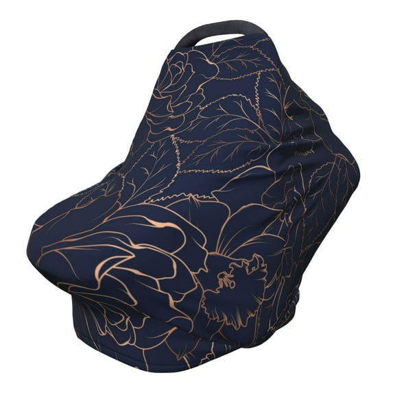 Fotbe Navy Dark Blue Pattern Car Seat Covers for Babies, Nursing Breastfeeding Cover Carseat Canopy, Soft Stretchy Carrier Cover