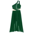 thumbnail image 5 of iiniim Women's Lyrical Dance Shiny Rhinestones High Low Flowy Maxi Dress Contemporary Dancewear Green M, 5 of 7
