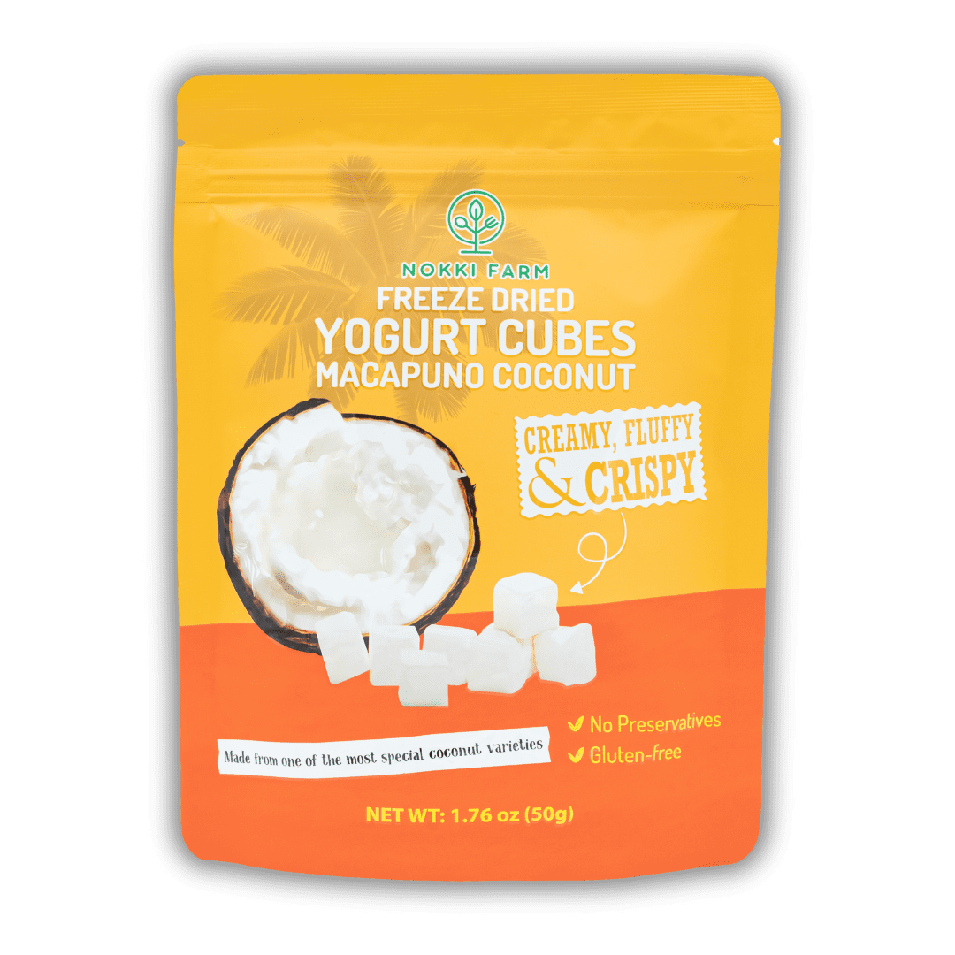 NOKKI FARM Freeze Dried Macapuno Coconut Yogurt Melts - Healthy & Exotic Tropical Fruit Snacks, Low in Sugar, No Preservatives, Kid-Approved Shelf-Stable & Portable On-The-Go Snacking, 1.76oz x 6