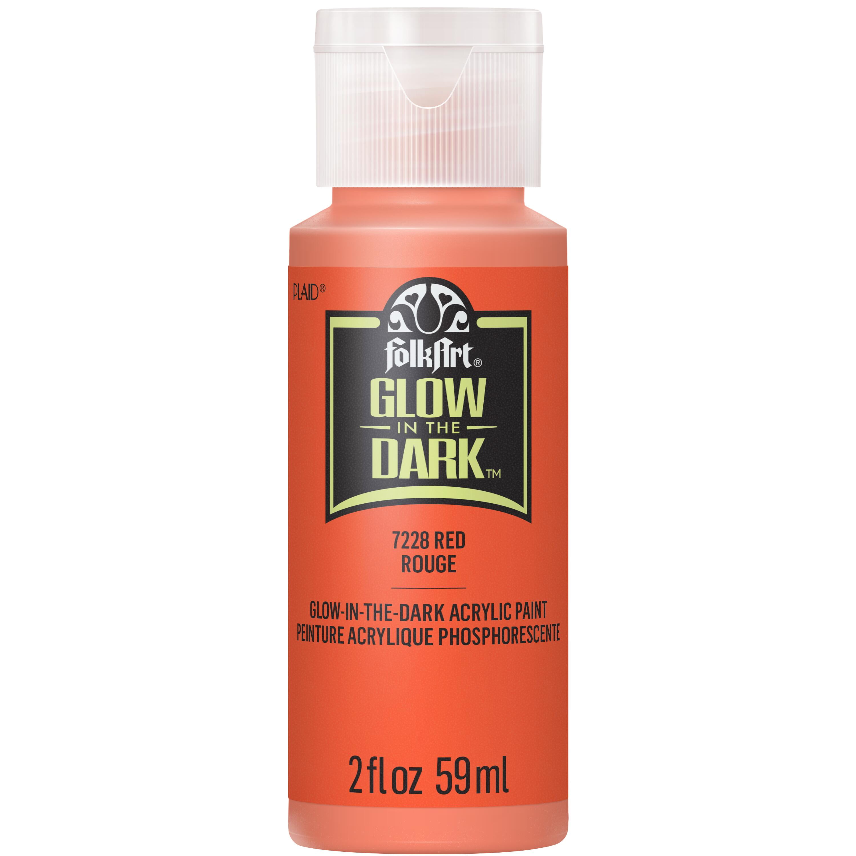 (2 pack) FolkArt Glow-in-the-Dark Acrylic Craft Paint, Matte Finish, Red, 2 fl oz