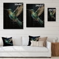 thumbnail image 4 of Designart "Blue Black Hummingbird Aerial Grace" Animals Print on Natural Pine Wood, 4 of 5