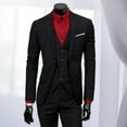 thumbnail image 3 of Skymirror 3 Pcs/Set Business Suit 3 Piece Set Slim Fit Zipper Solid Color Men Formal Suit for Evening Prom, 3 of 8