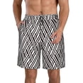 thumbnail image 2 of Uemuo Black White Stripes Pattern Men's Swim Trunks Hawaiian Beach Bathing Suit Swimsuits Beach Quick-Dry Shorts with Pockets-3X-Large, 2 of 9