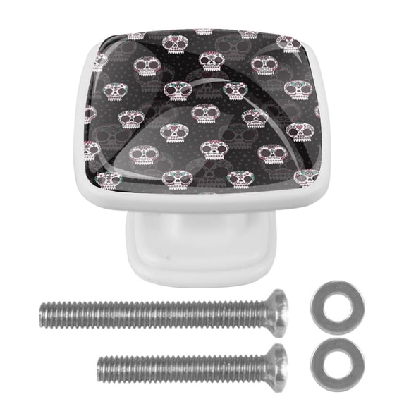 4 Pieces Set Drawer Pulls Handle Square Wardrobe Cabinet Knobs with Stainless Steel Screws Furniture Kitchen Decor