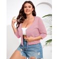thumbnail image 2 of Yesfashion Women's Plus Size Short Sleeve Knit Cardigan Lightweight Lace-Up Front Open Sweater Cardigans, 2 of 7