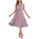 thumbnail image 2 of Vestido de gasa sin mangas para mujer Inspire Chic con cintura fruncida y estrellas metálicas doradas, vestido de fiesta en gris y rosa, talla S, 2 of 5