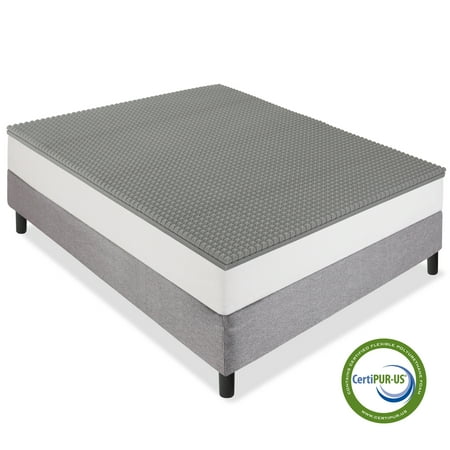 Best Choice Products 2in Queen Size Ventilated Bamboo Charcoal-Infused Memory Foam Mattress Topper w/ Open-Cell Cooling, CertiPUR-US Certification -