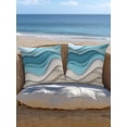 thumbnail image 5 of Outdoor Pillows Waterproof, Aqua Beige Ombre Bedding Throw Pillows with Insert for Couch Sofa Bed, Modern Abstract Moire Art Geometric 16x16 Inch Pillowcases Decorative Camping Patio Pillow Set of 1, 5 of 8