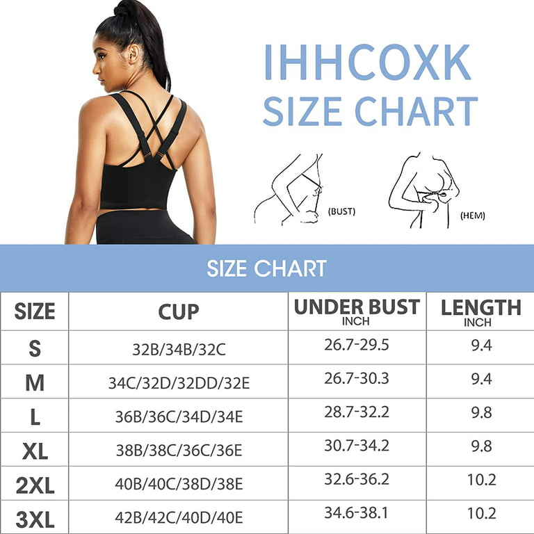 Gotoly Front Closure Sport Bras Full Coverage Bra Womens Wirefree No  Padding Cross Back Support Tops with Zipper (White XX-Large) 