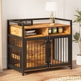 thumbnail image 6 of Modern Dog Crate Furniture, Sturdy Wooden Dog Kennel Furniture Dog Crate with Drawers and 2 Bowls, Storage and Anti-Chew ,Indoor Medium / Large Dog Crate Furniture Large Breed, 6 of 7