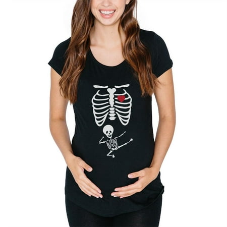 Halloween Kung Fu Skeleton Baby Maternity T-Shirt
