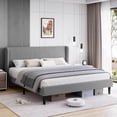 thumbnail image 4 of Full Bed Frame, Platform Bed Frame with Upholstered Wingback Headboard, Heavy-Duty Frame Support, Noise-Free, Easy Assembly, No Box Spring Needed, Light Gray, 4 of 7