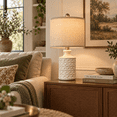 thumbnail image 4 of Oneach Ceramic Table Lamps Set of 2 for Living Room Bedroom 18.12" Farmhouse Bedside Nightstand Lamps, 4 of 12