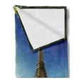 thumbnail image 2 of Paris Soft Flannel Fleece Blanket, Eiffel Tower France European Design Seine River Wooden Jets Photo Paris Traveling, Cozy Plush for Indoor and Outdoor Use, 60" x 80", Green and Blue, by Ambesonne, 2 of 5