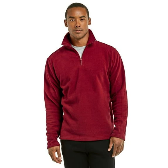 247 Frenzy 247-PF1000 BUR-XL Mens Essentials Knocker Polar Fleece Quarter Pullover Jacket, Burgundy - Extra Large