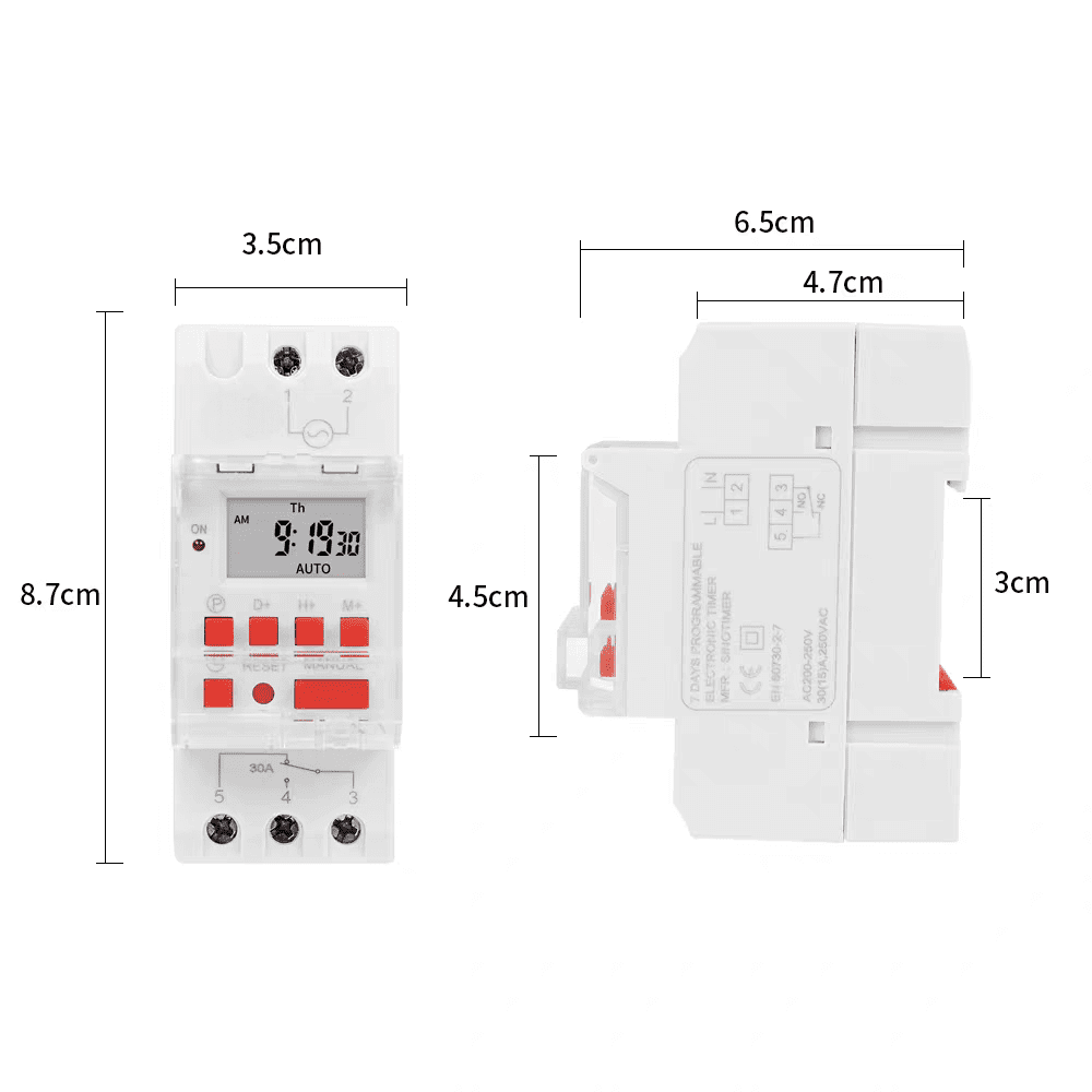 ATO 15A Digital Timer Switch 220V AC, 35mm DIN Rail 16 ON/OFF, LCD, - for Lighting, Agriculture & Industrial Equipment