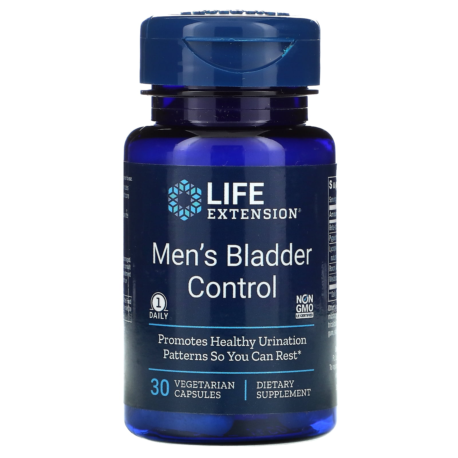 Mens Bladder Control 30 Vegetarian Capsules Life Extension