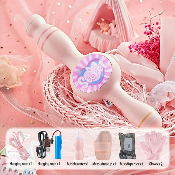Portable Smoke Bubble Machine with Elastic Magic Wand, Colorful Fog Bubbles with LED Lights for Parties Weddings Festivals, Indoor Outdoor Fun with Safe Eco-Friendly Material