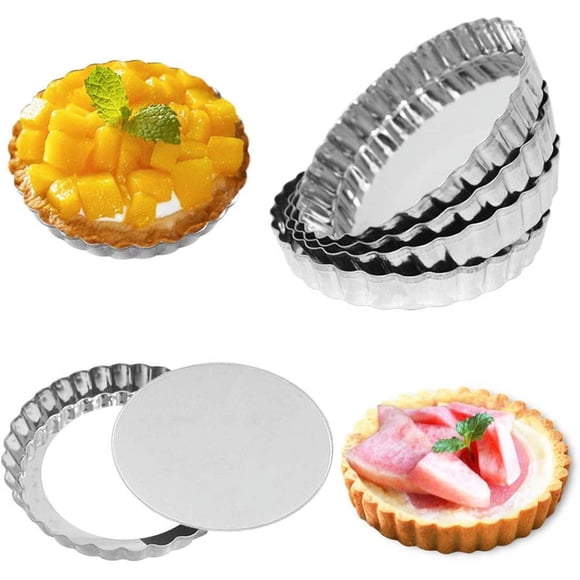 Juego de 6, Mini Tart Pan, findTop Top 4,7 pulgadas antiadherente Quiche Pan con fondo extraíble o horno y horneado instantáneo