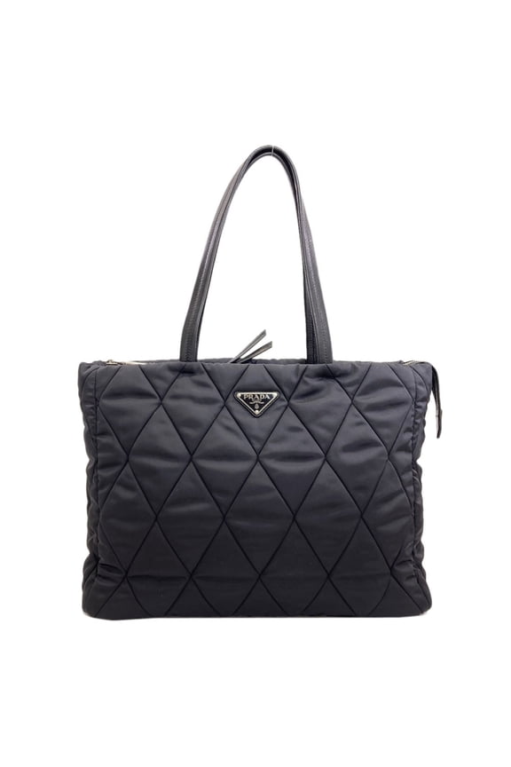 Pre-Owned Prada 1BG169 Quilted Tote Bag with Logo Hardware, Nylon Material, Women's PRADA