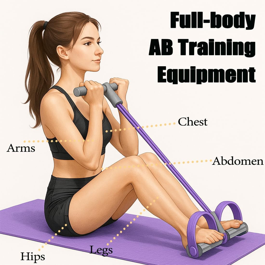2026 Multifunction Elastic Yoga Resistance Band – 35/45LB Pedal Resistance Band with Measuring Tape, Full Body Workout Band for Home Exercise