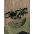 thumbnail image 6 of Bslissey Little Girls 3Pcs Summer Outfits Short Sleeve Letter Print T-shirt + Camouflage Shorts + Headband 3M 6M 12M 18M 24M 3T 4T 5T Toddler Kids Cute Shorts Sets, 6 of 9