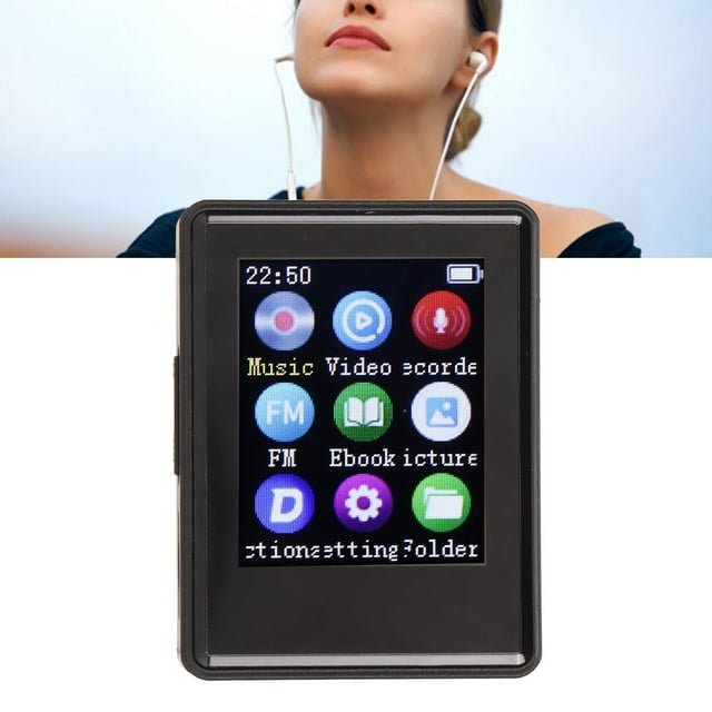 MP3 Player with BT5.0, 1.77in HD Full Touch Screen Music Player, HiFi Lossless Sound, Digital Audio Music Player, Built in Speaker, Support FM Radio Recording Electric Book