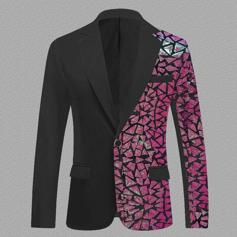 XASZHN Lightweight Blazer for Mens Half Suit Jacket Club Casual uit Fancy Sequin Dress Suit Jacket Red S Walmart