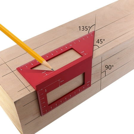 

HIBRO Alloy Ruler Scriber Woodworking Ruler 45/90 T Aluminum Multifunctional Angle Tools & Home Improvement