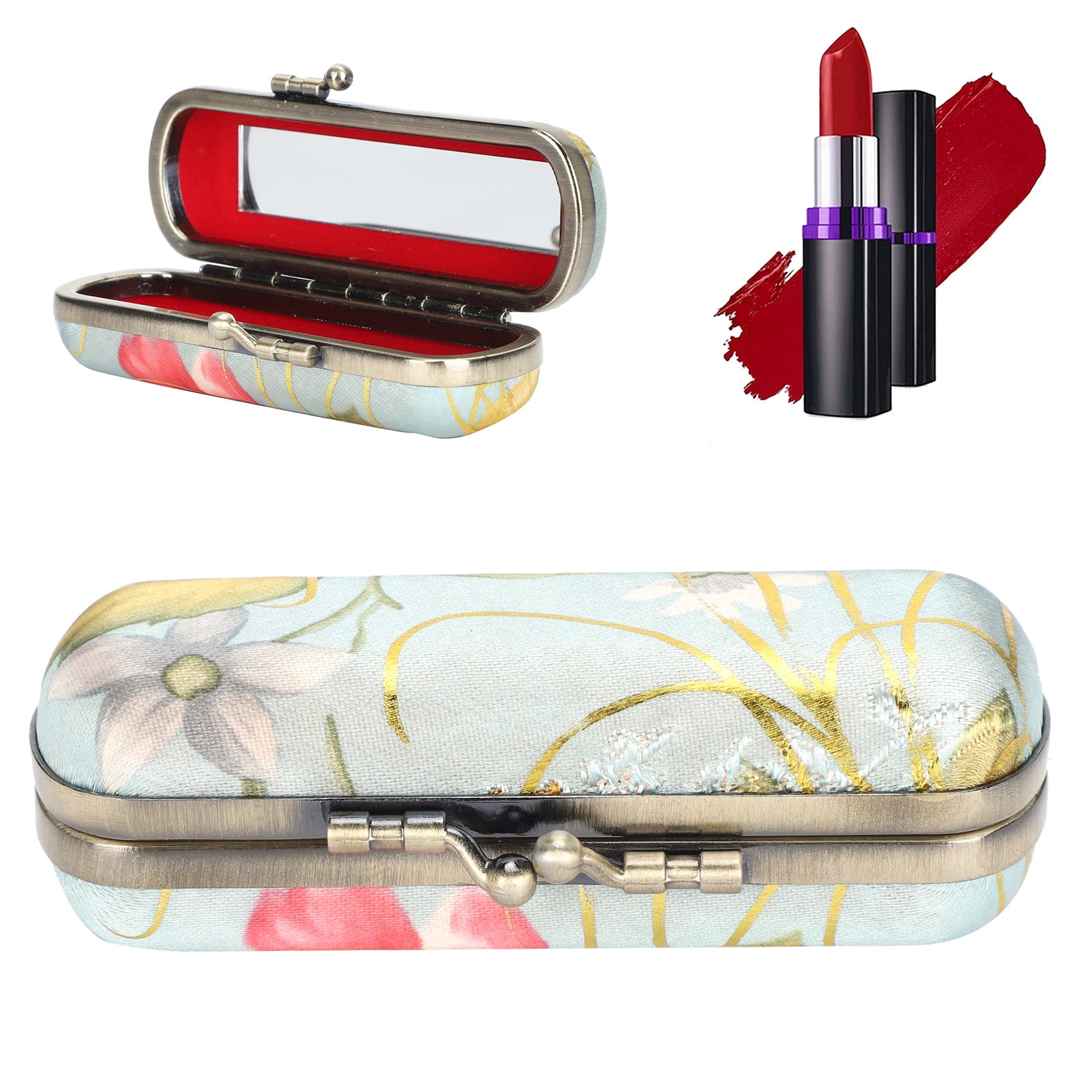  Yinhing Lipstick Holder Case, Lipstick Case Holder with Mirror  Mini Lipstick Cosmetic Storage Box Lip Gloss Purse,Vintage Lipstick Case  Floral Ladies Lipstick Jewelry Organizer Bag : Beauty & Personal Care