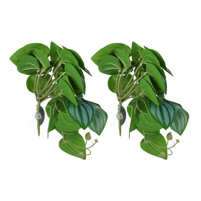 Artificial Plastic Plant, Easy To Install Artificial Reptile Plant Non Fading With Suction Cup For Fish Tanks For Reptile Pet Nests Watermelon Leaves