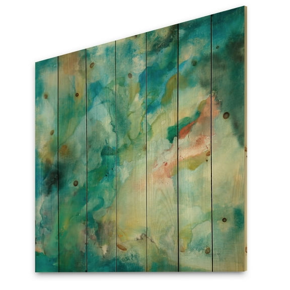 Designart 'Fractal Blue Interstellar' Contemporary Print on Natural Pine Wood