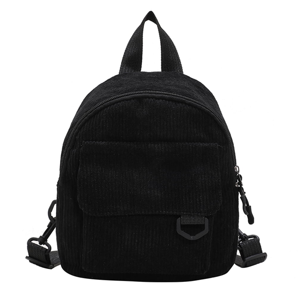 TBOLINE Women Corduroy Solid Color Backpack Girl Small Zipper School