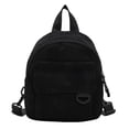 thumbnail image 2 of Mochila de pana de color sólido para mujer Mochila pequeña con cremallera para niña (Negro) Tmvgtek Para estrenar, 2 of 8