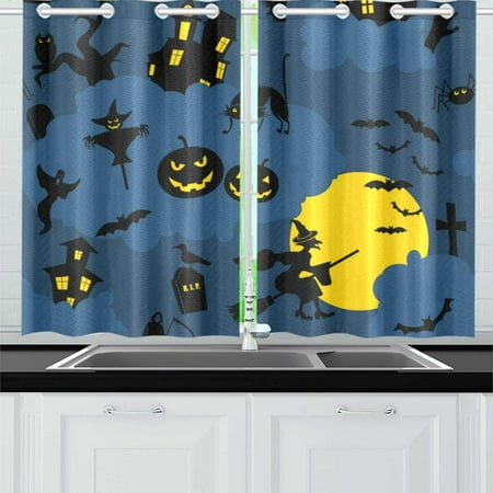 Mkhert Halloween Holiday Design Window Curtains Kitchen Curtain
