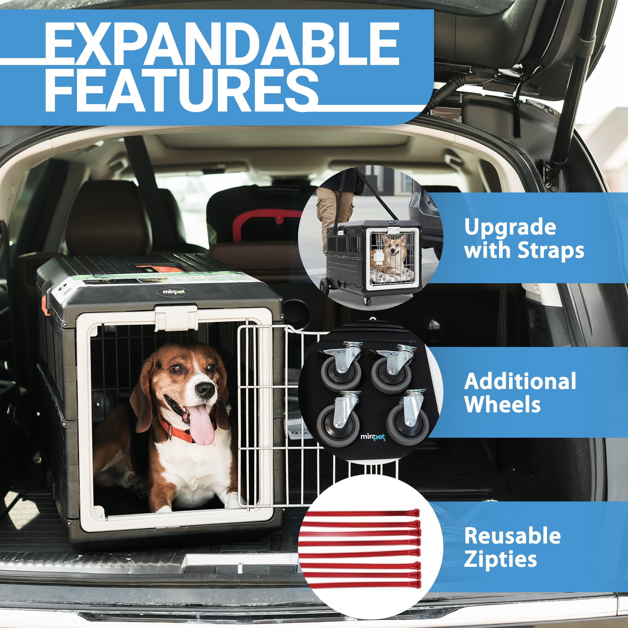 Open Box Mirapet Pet Carrier, Collapsible Portable Kennel for Small Cats & Dogs