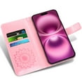 thumbnail image 3 of Compatible with iPhone 16 Plus 6.7 inch Wallet Phone Case and Tempered Glass Screen Protector Flip Credit Card Holder Stand Mandala Flower Cell Cover for i Phone16 16+ i16 + 16Plus Women Men Pink, 3 of 9