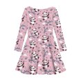 thumbnail image 5 of XEGLSBU Girls Dress Printed Swing Long Sleeve Soft Flowy Casual A-Line Dresses for Tween Summer z261016-2-Pink Size 9-10 Years, 5 of 5