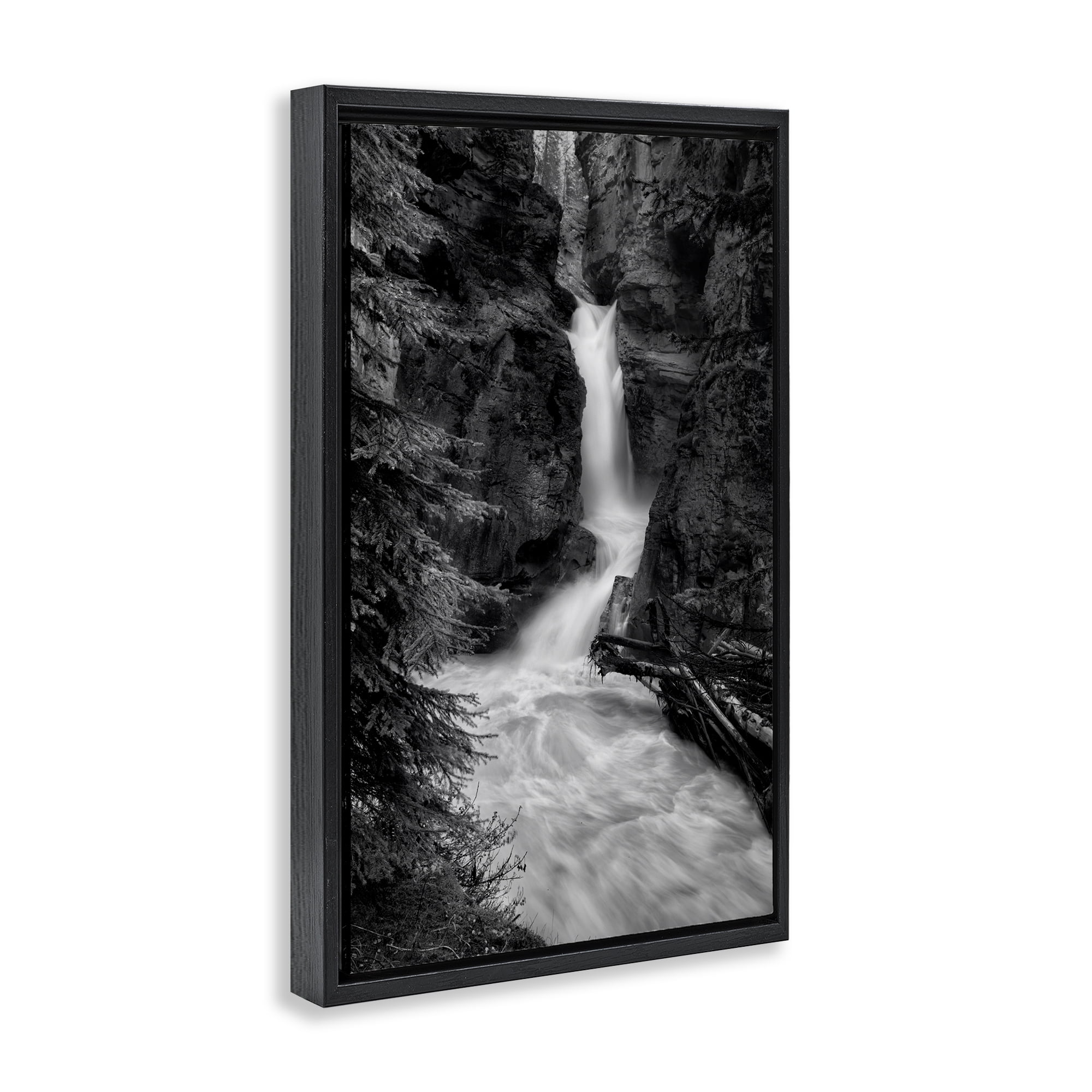 Stupell Industries Banff National Park Waterfall Black Framed Floater Canvas Wall Art, design by Jon Evan