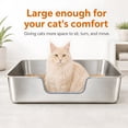 thumbnail image 3 of Stainless Steel Cat Litter Box with Low Entry, Bug Hull High Sided Metal Pan, Odor Control, Easy to Clean, 27.6" x 19.7" x 8", 3 of 7