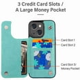 thumbnail image 2 of Dteck for iPhone 13 Mini Wallet Case with Card Holder, Butterfly Flower Embossed Faux Leather Kickstand Card Slots Case, Handmade Shockproof Protective Slim Soft Flip Phone Case 2021 5.4", Mint, 2 of 6